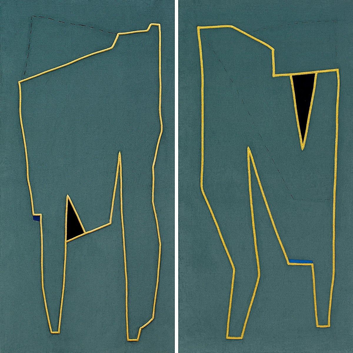 'Flanêur II' (2022). Bordado de oro y seda sobre terciopelo. Colección Galería Juan Silió. Y 'Flanêur III' (2022).