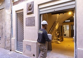 La casa natal de Isaac Peral, en el callejón de Zorrilla, durante sus obras de rehabilitación.