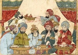 De la época. Detalle de una representación de una comida árabe en el tiempo del gastrónomo murciano.