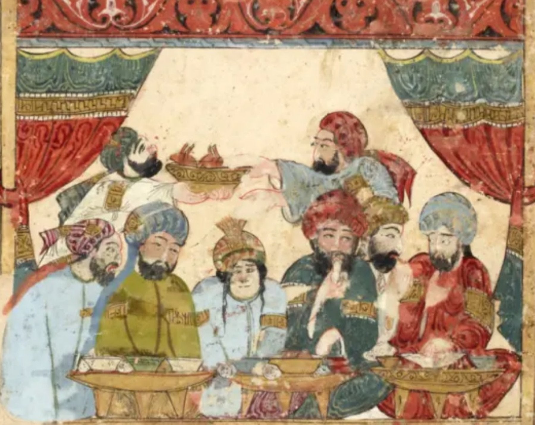 De la época. Detalle de una representación de una comida árabe en el tiempo del gastrónomo murciano.