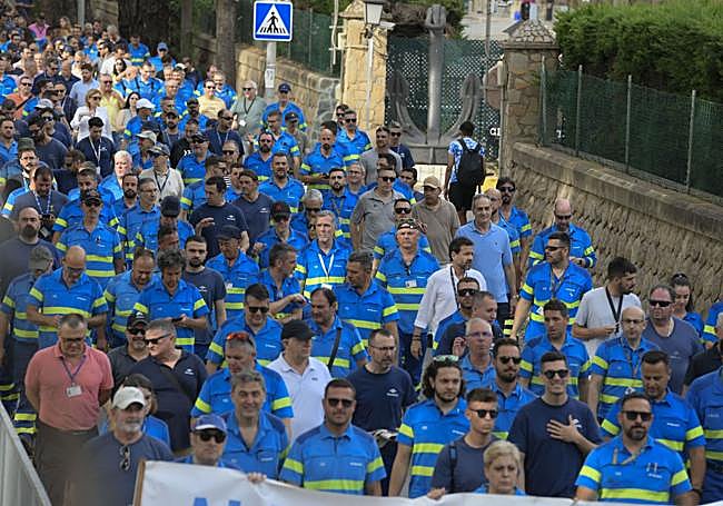 Los trabajadores de Navantia manifestándose en Cartagena.