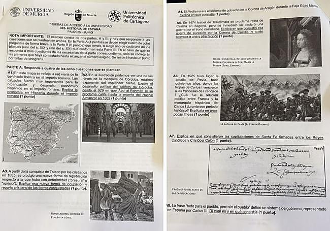 Primera parte del examen de Historia de la PAU 2025.