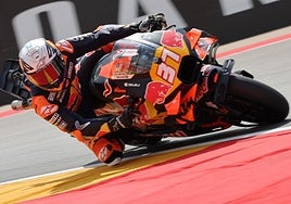 Pedro Acosta, ayer, durante la segunda sesión de entrenamientos libres del Gran Premio de Aragón.