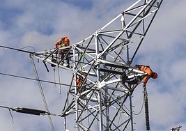 Operarios trabajan en una de las torres de Los Rectores, en una imagen dr archivo.