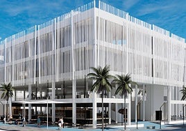 Recreación del aspecto exterior de 'La Plasa' después del proceso de restauración.