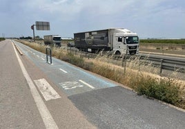 Tramo del carril bici de la autovía de Santomera que enlazará con el núcleo de El Mirador.