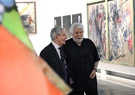 Cristóbal Belda y Cristóbal Gabarrón durante la visita de este jueves.