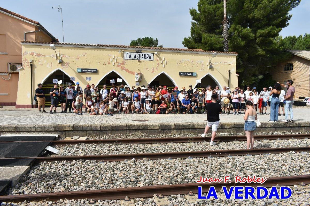 Imágenes de la marcha convocada por Plaza Nueva por la conexión ferroviaria con Albacete