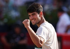 Carlos Alcaraz, este sábado, frente a Bautista en la semifinal de Queen's.