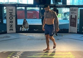Ilia Topuria entrenando en Las Vegas, ayer.