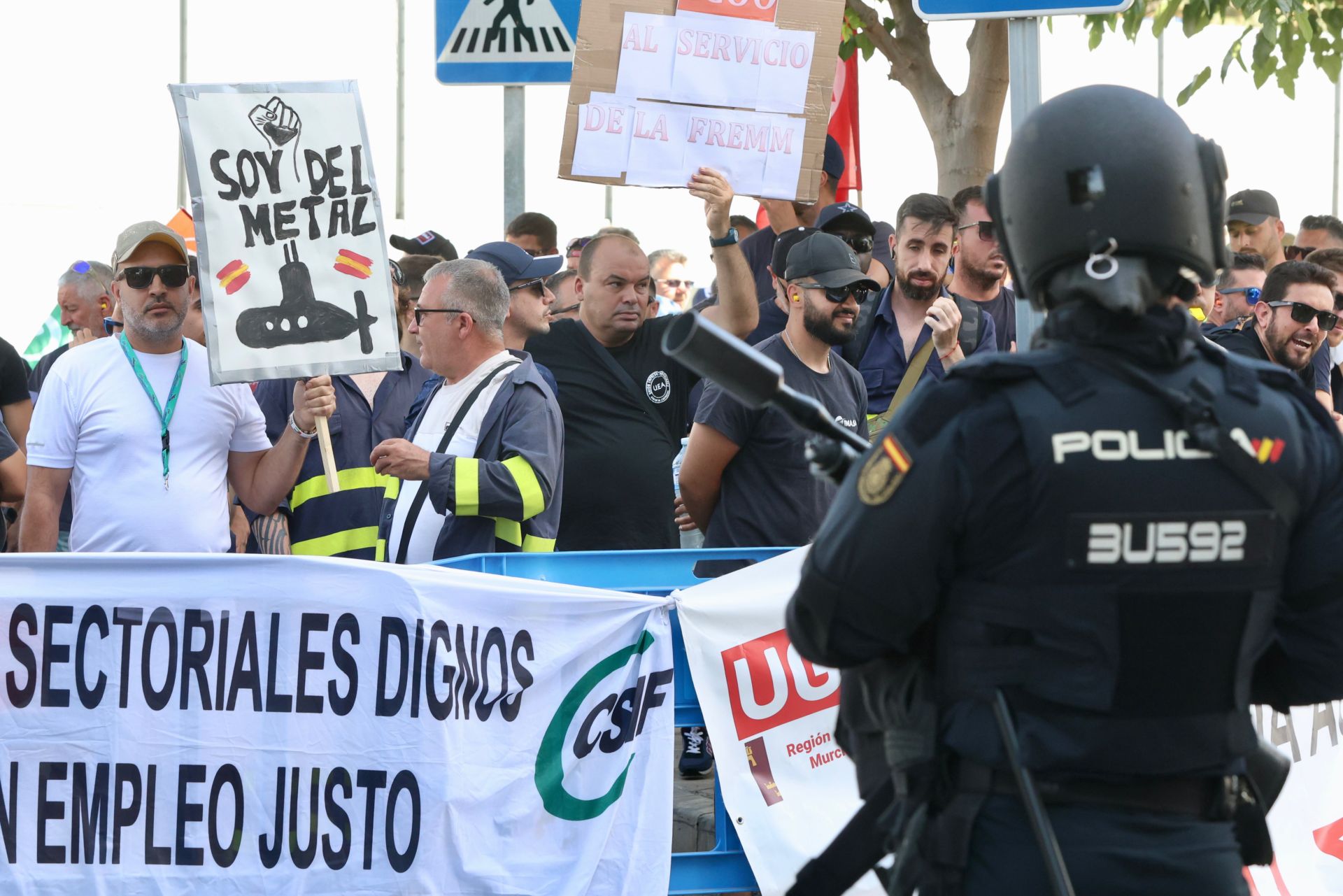 La protesta de los trabajadores de Navantia en la Fremm, en imágenes