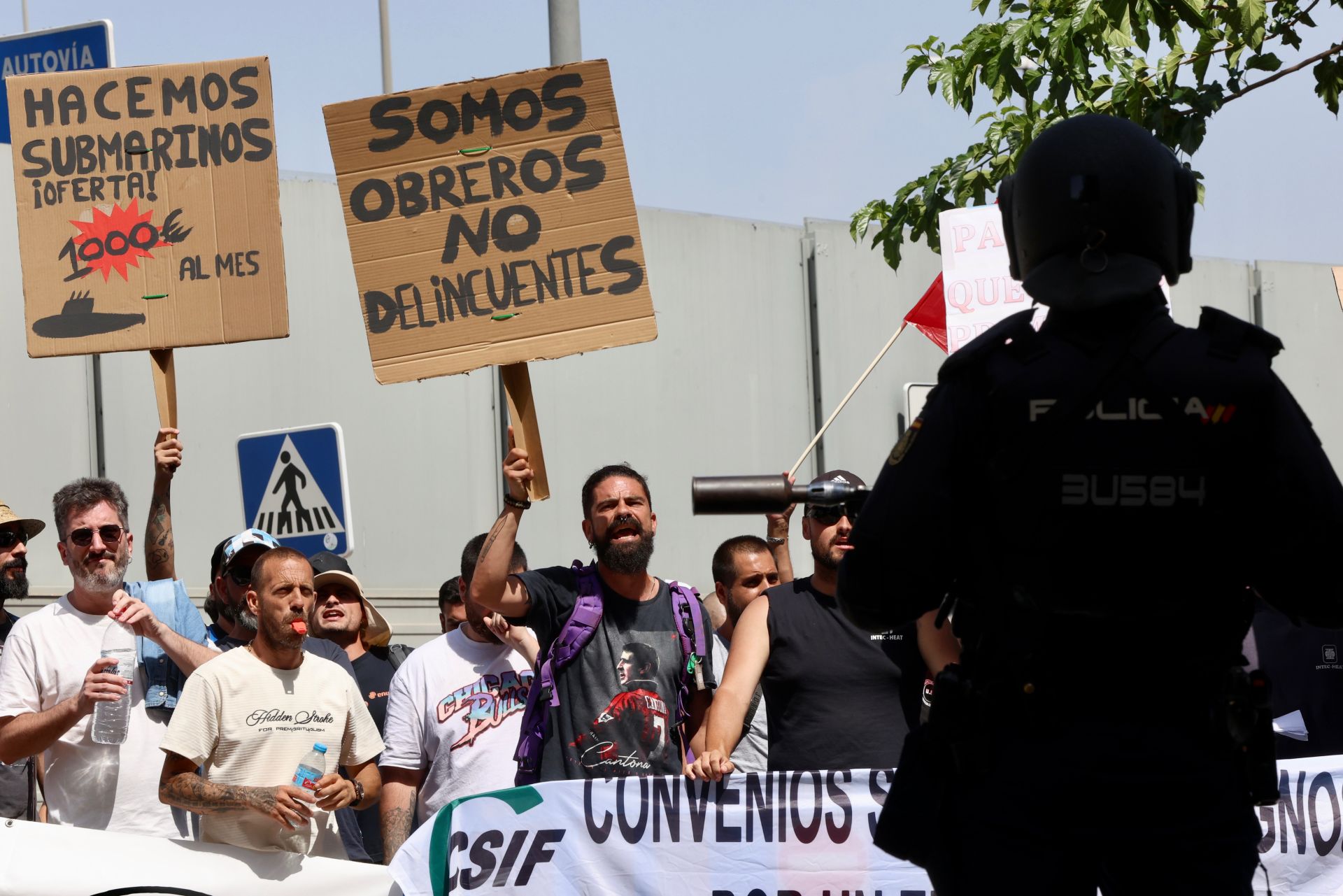 La protesta de los trabajadores de Navantia en la Fremm, en imágenes