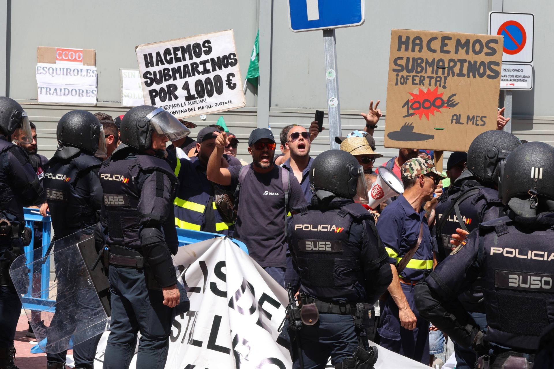 La protesta de los trabajadores de Navantia en la Fremm, en imágenes