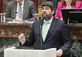 Fernando López Miras, este miércoles, durante una intervención en la Asamblea Regional.