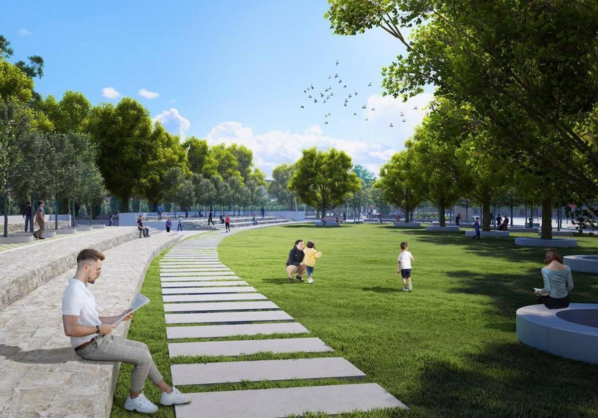 Recreación digital del Parque Metropolitano Oeste de Barriomar tras las próximas obras.
