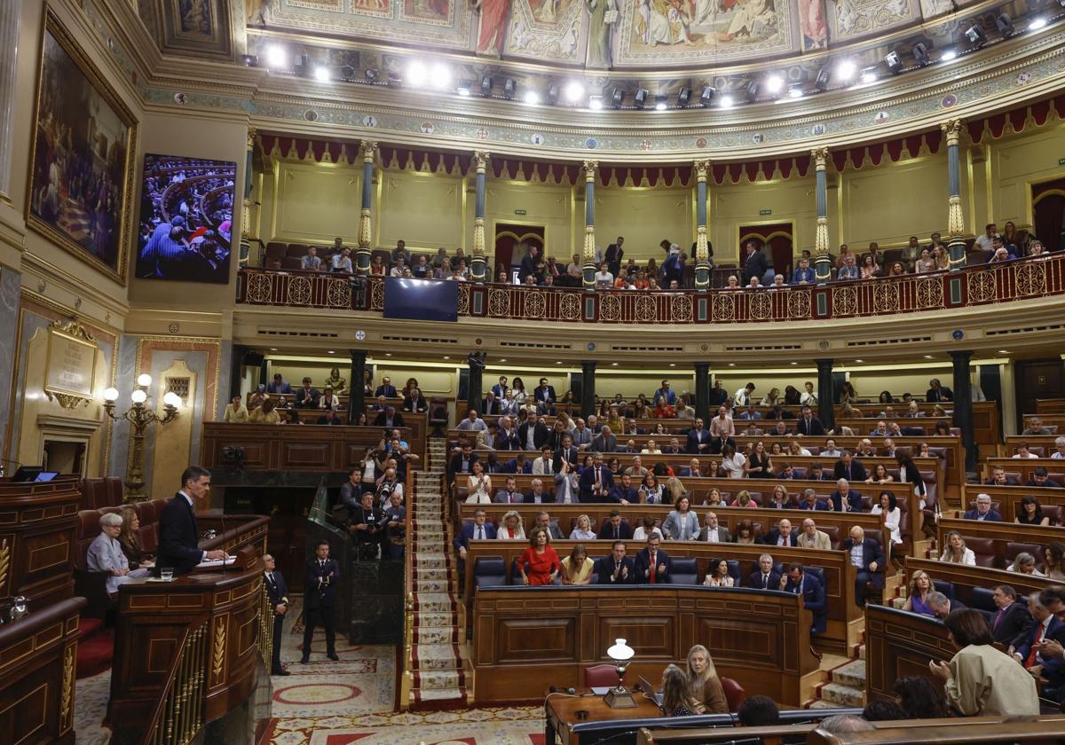 Sánchez, durante su intervención en el Pleno.