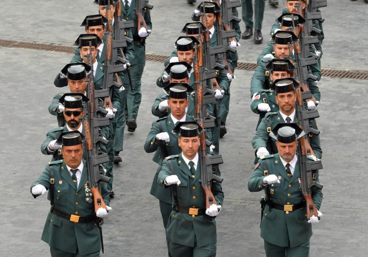 Agentes de la Guardia Civil, durante un acto en Murcia, en una fotografía de archivo.