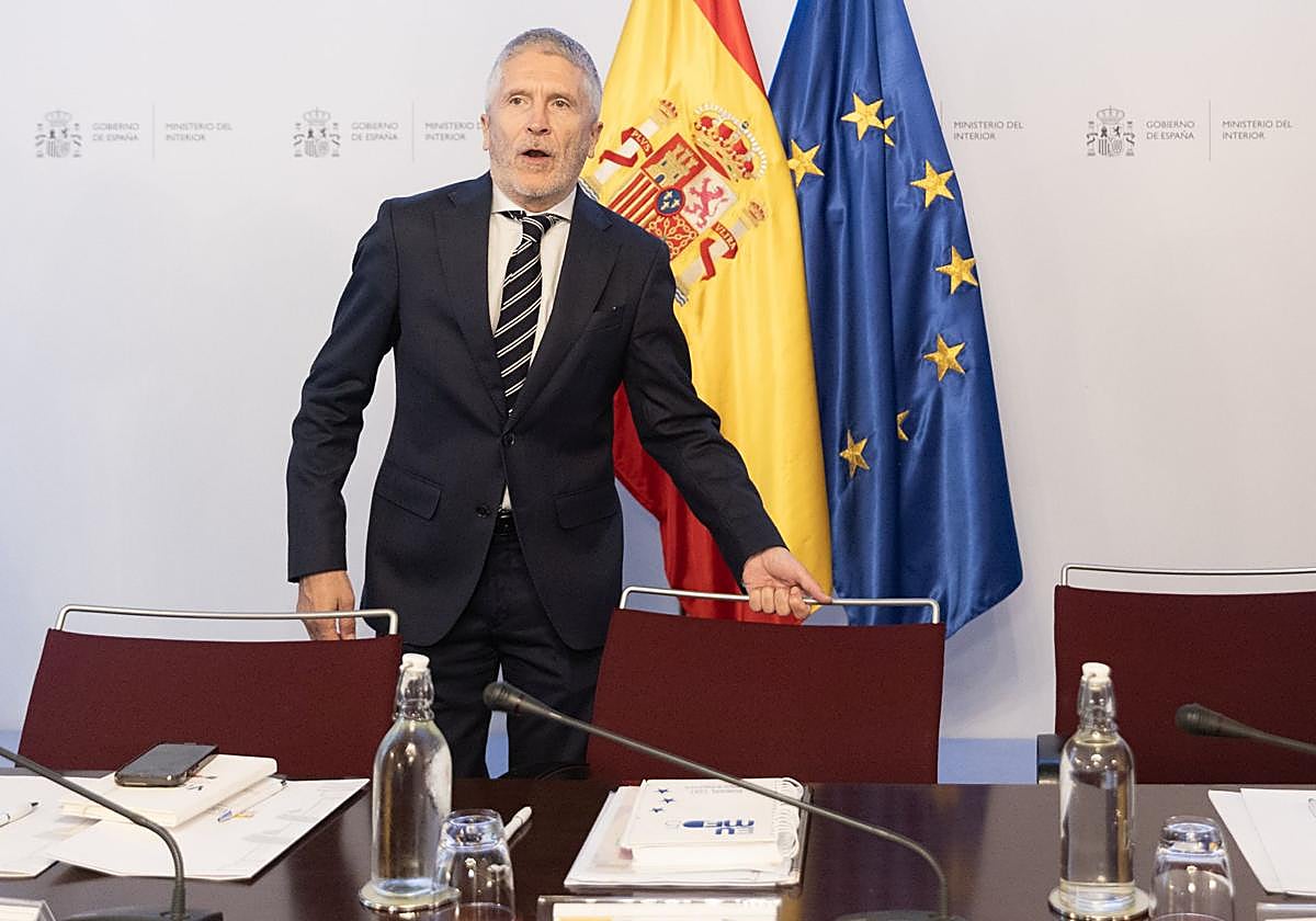 Fernando Grande-Marlaska, a su llegada a la reunión extraordinaria de la Comisión de seguimiento del III Plan de Acción de Lucha contra los Delitos de Odio.