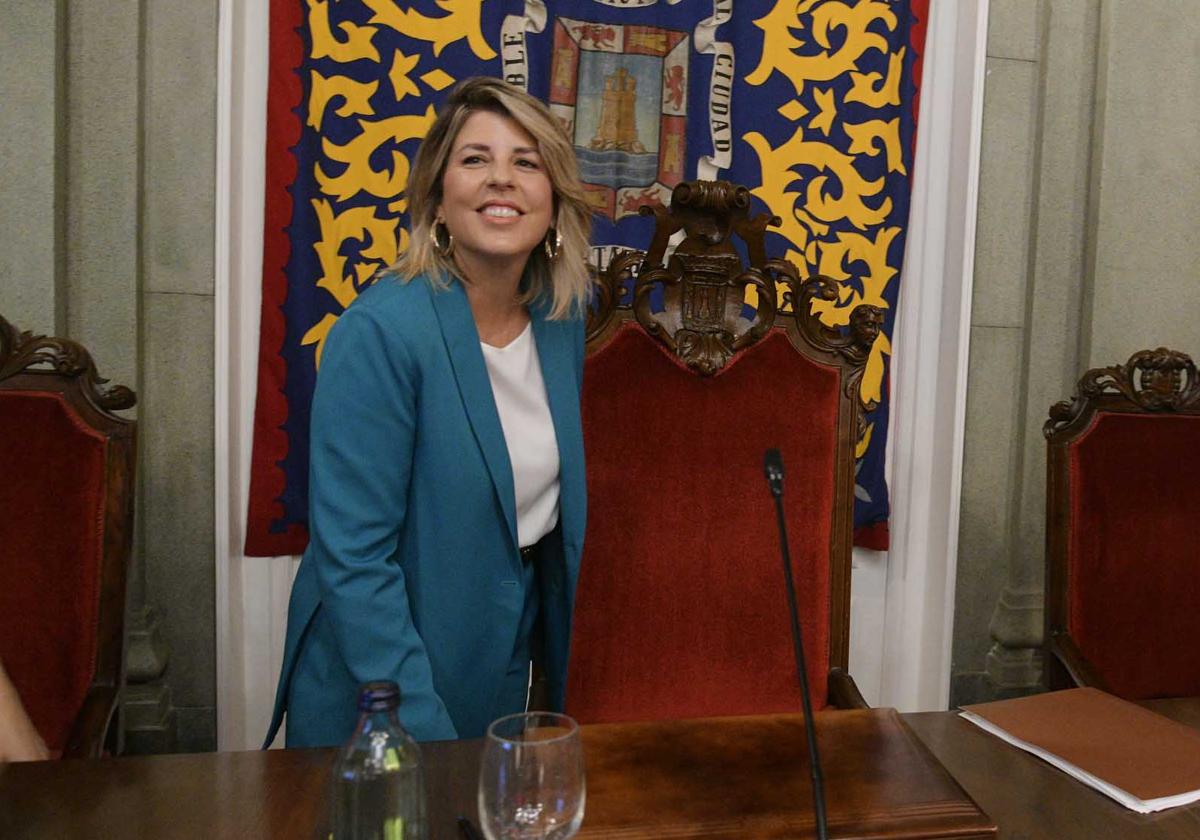 Noelia Arroyo en el pleno del Ayuntamiento de Cartagena este jueves.