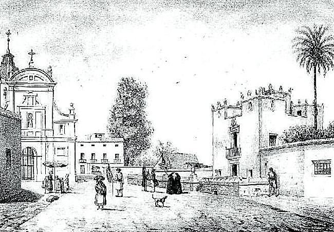 A la izquierda, el convento de las Agustinas, justo enfrente de la llamada Torre Junterón, hoy Museo de la Ciudad.