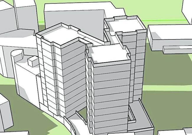 Recreación de los edificios previstos en la citada parcela.