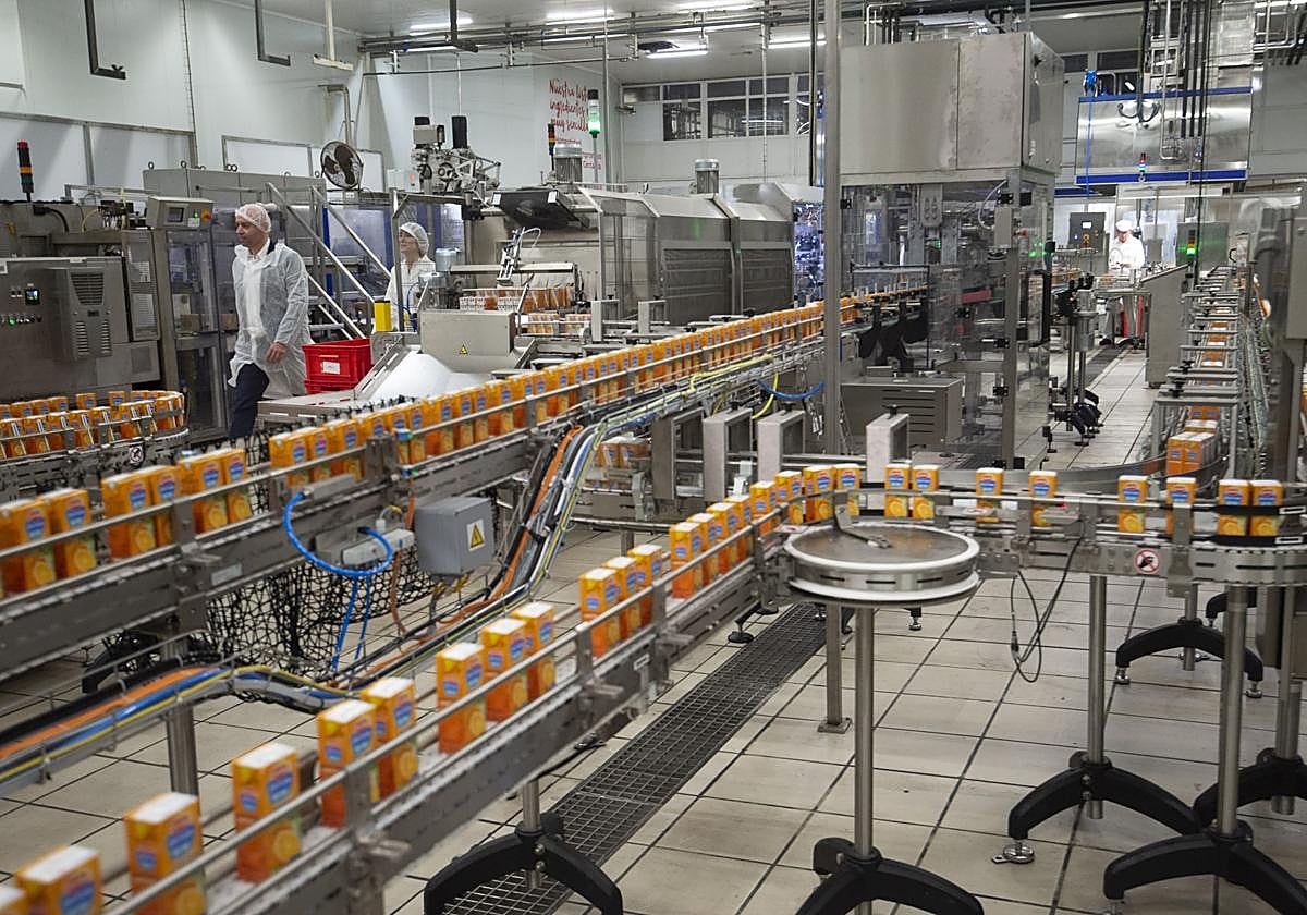 Planta de procesado y envasado de fruta en una imagen de archivo.