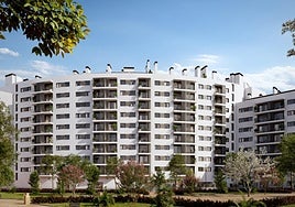 Fachada de la nueva promoción 'Satia' de AEDAS Homes en Murcia capital.