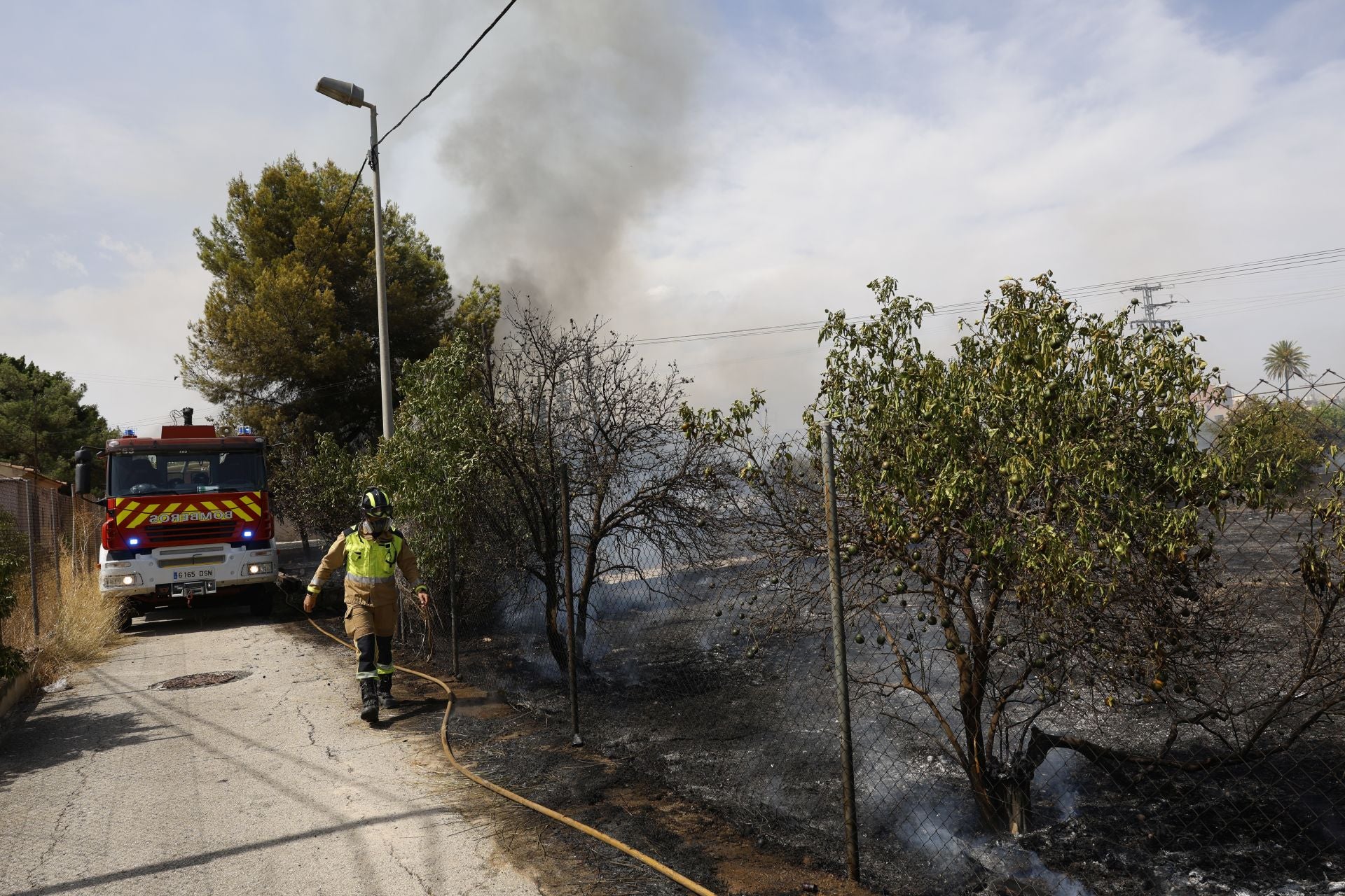 Las imágenes el incendio en un solar de Cabezo de Torres