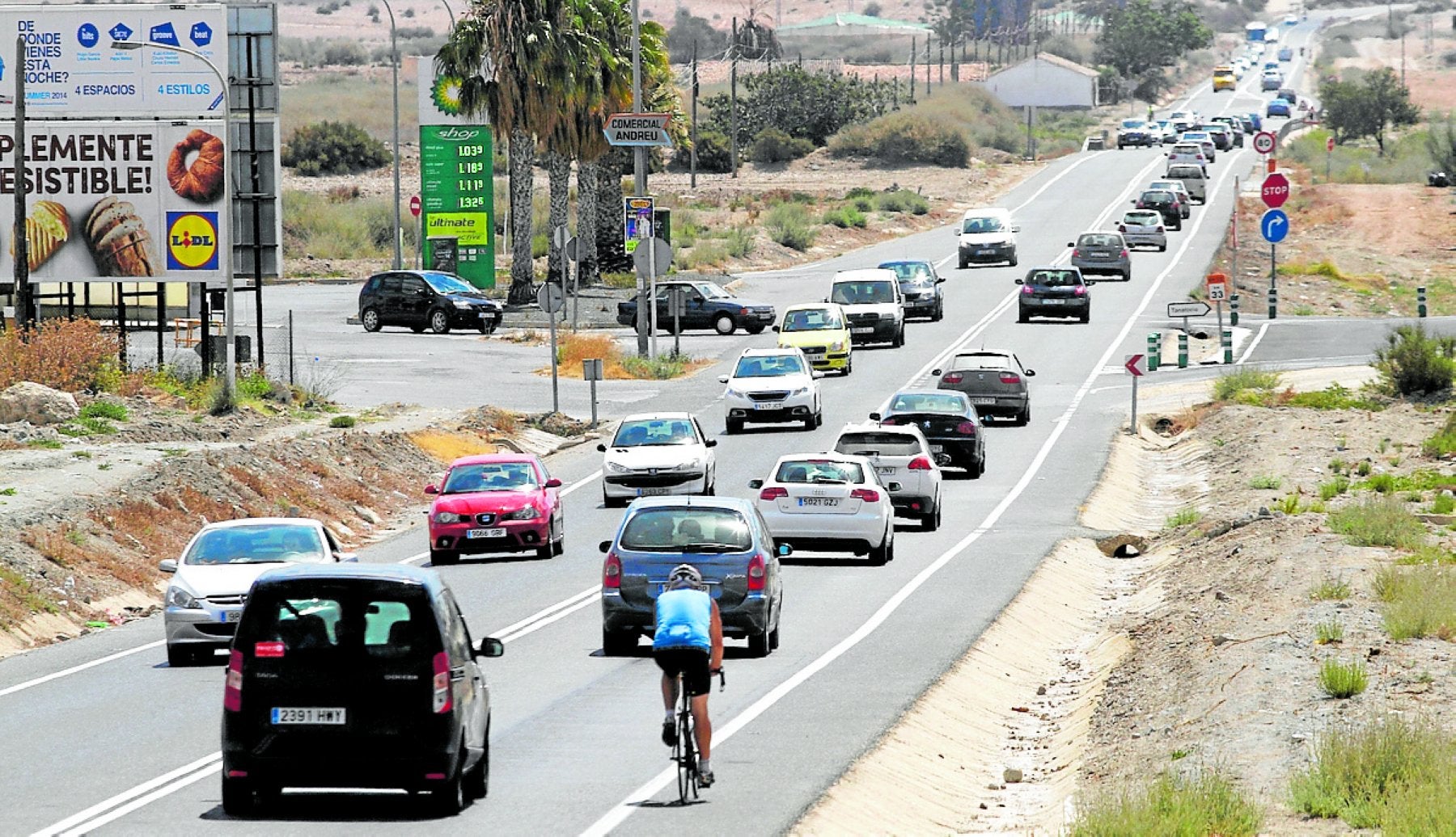 La carretera entre Mazarrón y el Puerto soporta una alta intensidad de tráfico.