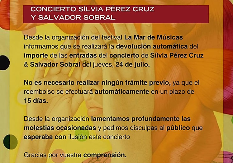 Comunicado oficial de La Mar de Músicas.