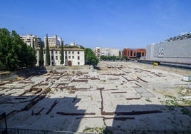 Yacimiento de San Esteban desde el edificio de Caixabank, en una imagen de archivo.