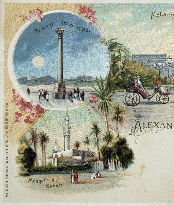 Imagen secundaria 2 - Grabados de Luigi Mayer y un detalle de una postal antigua de Alejandría. 