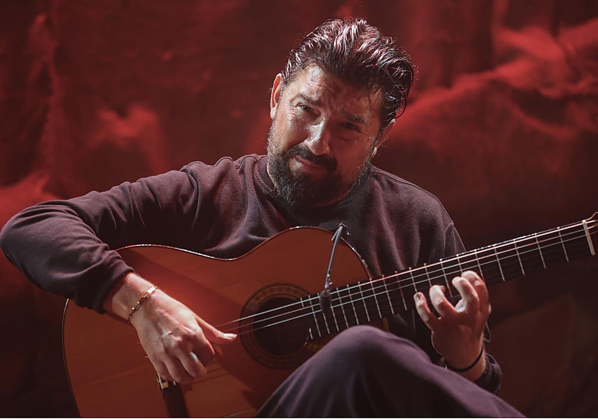El guitarrista madrileño Antonio Rey, en la gala del Cante de las Minas este viernes.
