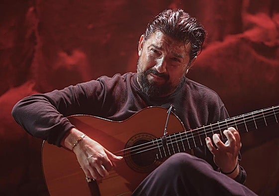 El guitarrista madrileño Antonio Rey, en la gala del Cante de las Minas este viernes.