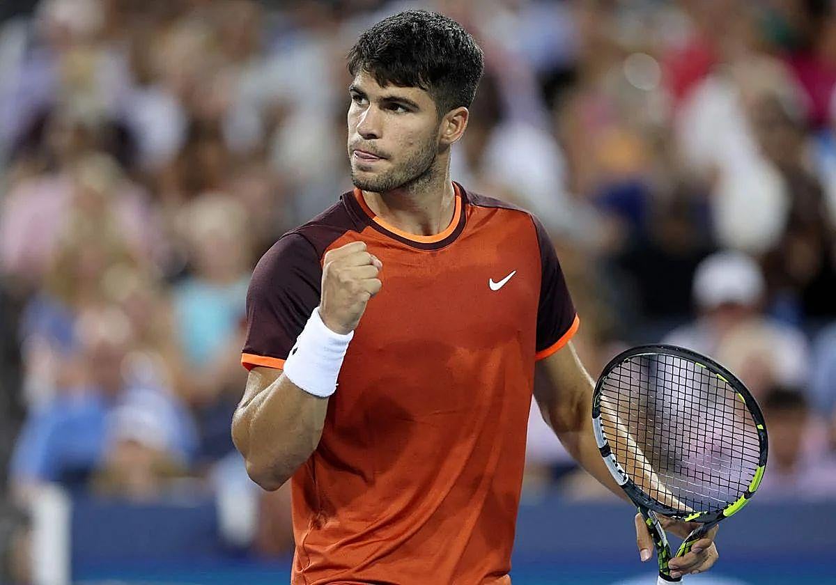 Carlos Alcaraz en su último partido en Cincinnati contra Monfils.