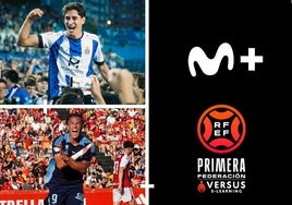 Imagen de presentación del acuerdo entre Primera RFEF y Movistar Plus+.