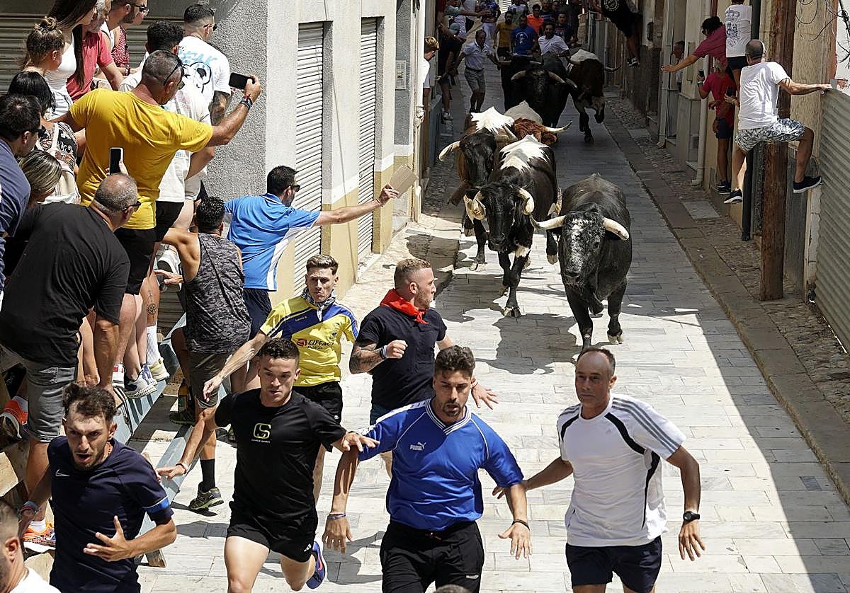 Imagen del encierro celebrado este sábado en Blanca.