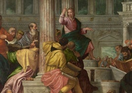 'La disputa con los doctores en el templo'. Hacia 1560. Óleo sobre lienzo.