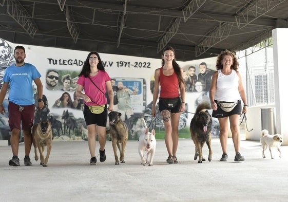 Los miembros de Murcia Dog con sus perros.
