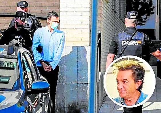 Traslado de Felipe (hijo) detenido por la Policía Nacional. Abajo, su padre.