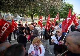 Protesta de mutualistas por el retraso en el pago de atrasos, en Murcia el pasado febrero.