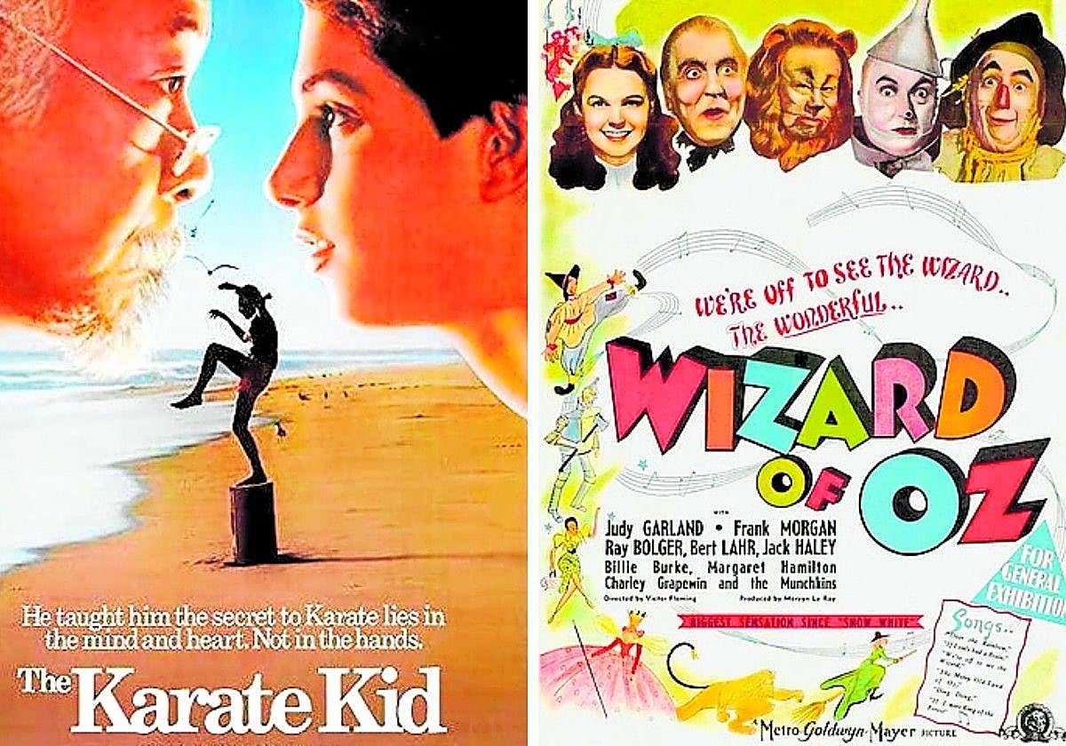 Cartel de 'Karate Kid' (1984) y de 'El Mago de Oz' (1939).