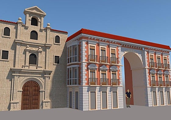 La recreación de la fachada del convento de San Francisco.