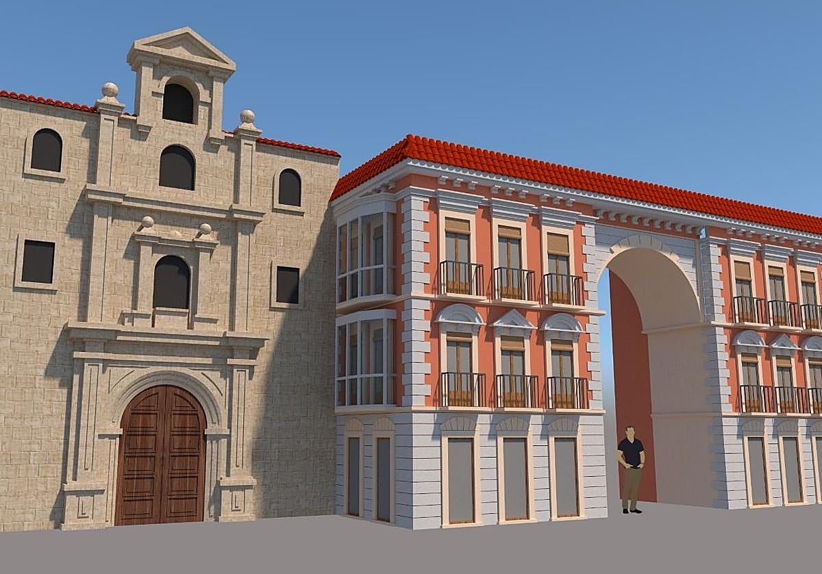 La recreación de la fachada del convento de San Francisco.