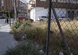 Uno de los solares que peor estado presentan es el situado en la avenida de Colón, cuya valla se ha caído y el cableado roza el suelo.