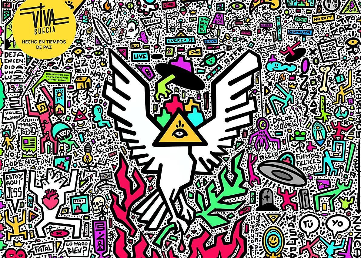 Imagen secundaria 1 - Diseños de la portada del nuevo trabajo de Viva Suecia y de la camiseta para el Real Murcia.