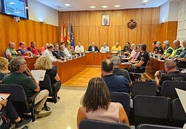 Celebración hoy del simulacro de Cecopal en el salón de plenos de Orihuela.