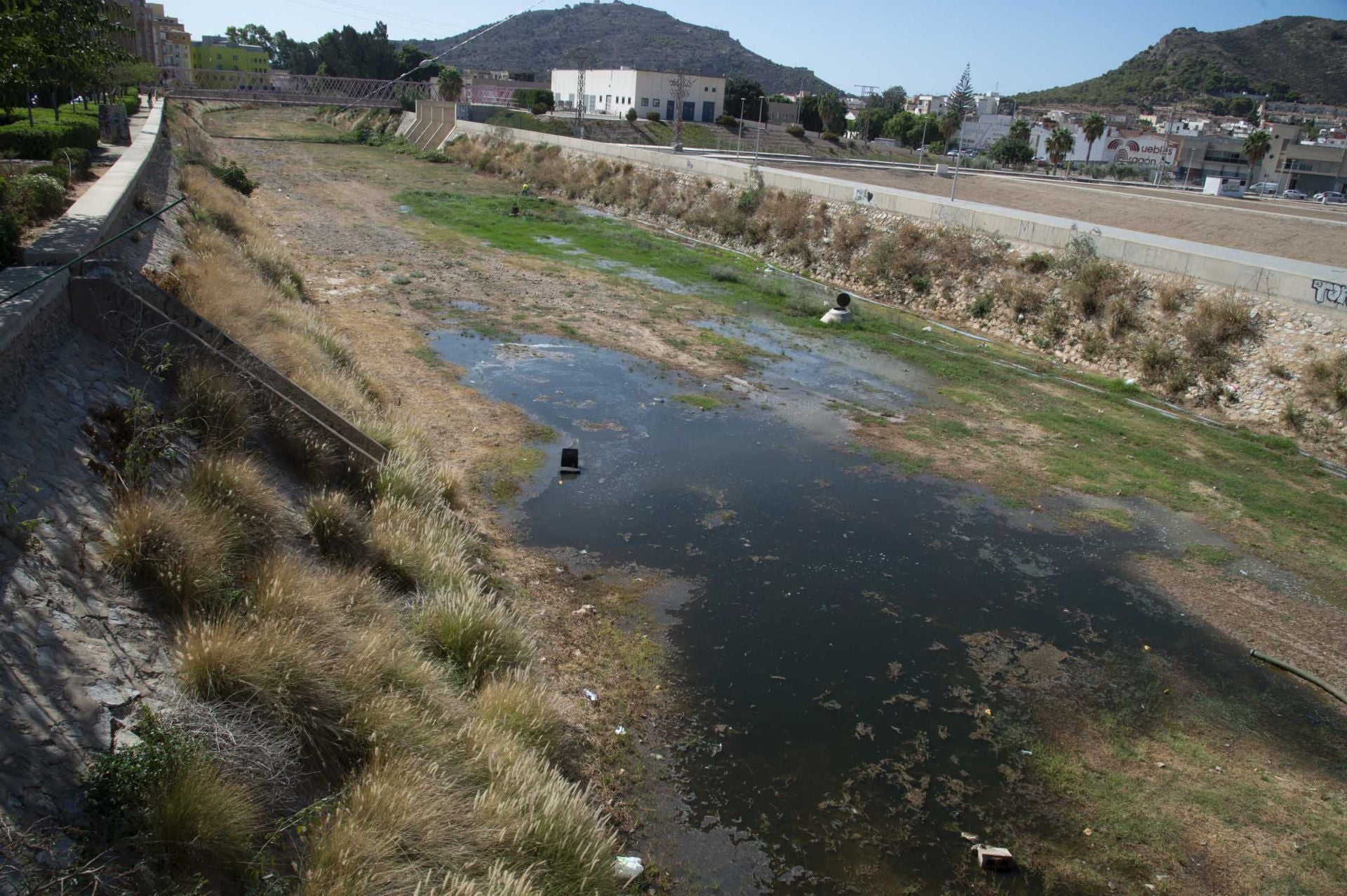 El vertido de aguas residuales, este lunes, en Cartagena.