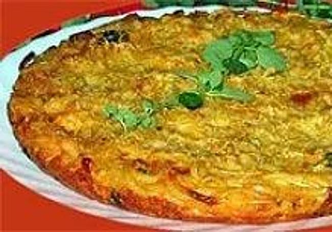 Tortilla de espaguetis.