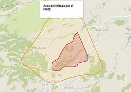 Área del almacén geológico potencial en la Región de Murcia.